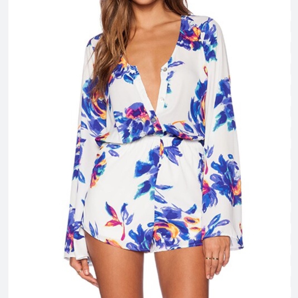 Show Me Your MuMu Red Rocks Romper in Petal Paint size small